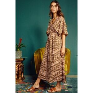 Sale! BUCKETLIST Clothing Womens Vintage Geo Print Brown and Orange Dress D3053D